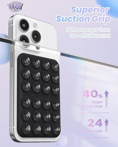 Klearlook Magnetic Suction Phone Mount for MagSafe Case, Removable Sticky Phone Grip Holder for Hands-Free Makeup/Selfie/Live Streaming/Vlog for TikTok & Instagram Influencer/Creator, Black thumbnail 4