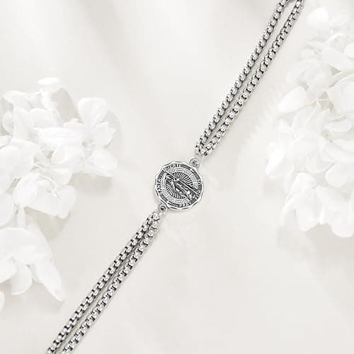 YFN Patron Saint Bracelet Sterling Silver Religious Protector Bracelet Jewelry Gift for Women Men thumbnail 3