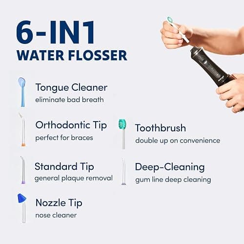 Puur Smile Professional Water Flosser - Advanced Dental Care for a Healthier Mouth, Gum, and Teeth - IPX7 Waterproof Oral Irrigator | 7 Replacement Tips, Travel-Friendly, Rechargeable - Oral Hygiene thumbnail 2