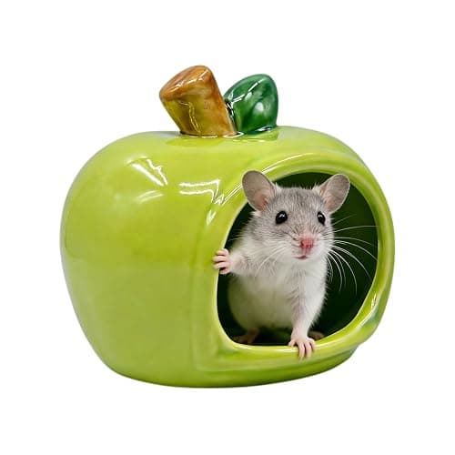 PENCK Cute Ceramic Hamster Hideout Habitats Syrian Dwarf Hamster Hide Hideaway House Cozy Bed Mini Chinchilla Gerbils Mice Hut Small Animals Sand Bath Cave Cage Accessories (Green) - Image 1
