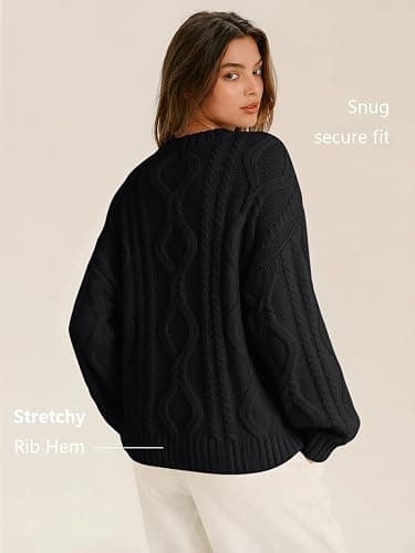 Trendy Queen Women's Oversized Cable Knit Sweaters 2026 Fall Outfits | Quiet Luxury Style, Chunky Knit Texture, Winter Holiday Outfit, Easy Layering Piece, Fall Fashion Staple thumbnail 5