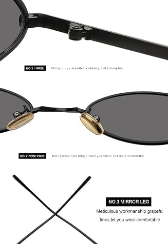 MEETSUN Vintage 90s Small Oval Sunglasses For Women Men Metal Frames Designer Gothic Glasses thumbnail 6
