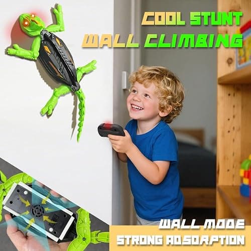 Wall Climbing RC Chameleon Toy for Kids, Rechargeable Remote Control Lizard Toy with LED Eyes, Dual Mode Floor & Wall Driving, Gift for Boys Girls Ages 3+ thumbnail 3