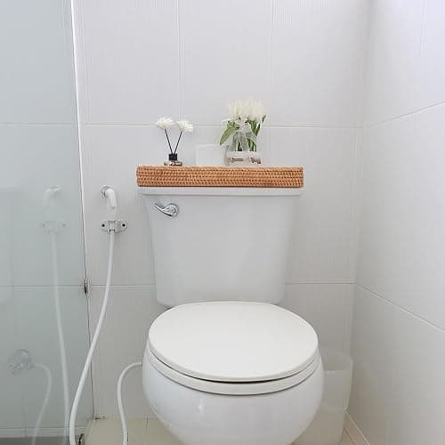 Rattan Bathroom Vanity Trays Toilet Tank Baskets Long Narrow Hand Towel Storage Basket for Storage, Decorative (Natural 16.3 x 6.1 x 2 inch) thumbnail 2