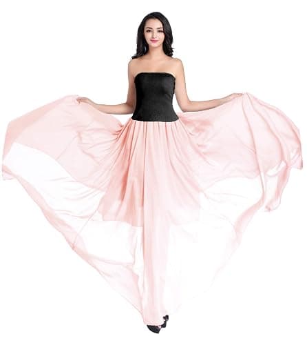 v28 Women Full/Ankle Length Elastic Pleated Retro Maxi Chiffon Long Skirt thumbnail 2