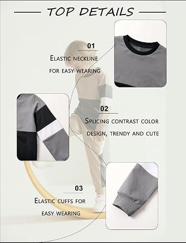 Hevemexy Toddler Boy Clothes Long Sleeve Hoodie Sweatsuits Tops and Pants 2Pcs Boys Fall Winter Outfits Set - Dark Grey - 2-3T thumbnail 5