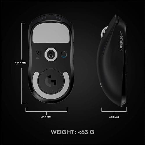 Logitech G PRO X SUPERLIGHT Wireless Gaming Mouse, Ultra-Lightweight, HERO 25K Sensor, 25,600 DPI, 5 Programmable Buttons, Long Battery Life, Compatible with PC / Mac - Black thumbnail 9