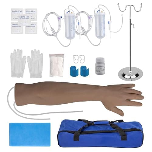 SimCoach Phlebotomy Practice Kit for Injection Training, IV Practice Kit with Phlebotomy Arm, Venipuncture and Blood Draw Practice Kit for Medical Students, Black - Image 1