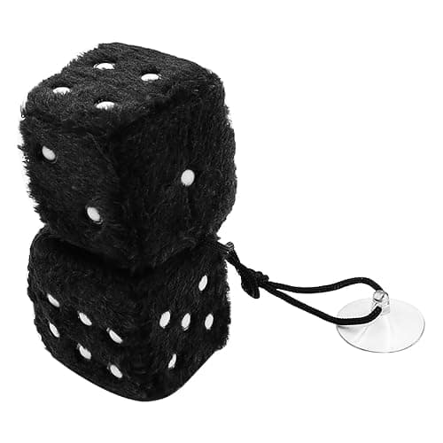 Tiardey One Pair of Car Hanging Plush Dice Cube Plush Dice Car Accessories Interior Rearview Mirror Accessories (Black) thumbnail 4