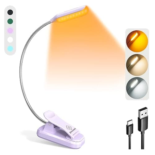 Glocusent Willow Book Light for Reading in Bed, 10LED Bright Reading Light, 3 Colors & 3 Brightness, Rechargeable ,Lasts for 80hr, Lightweight Clip on Book Light, Perfect for Book Lovers - Image 1