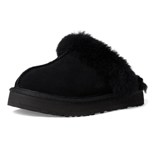 UGG Unisex-Child K Disquette Slipper - 4 Big Kid - Black - Image 1