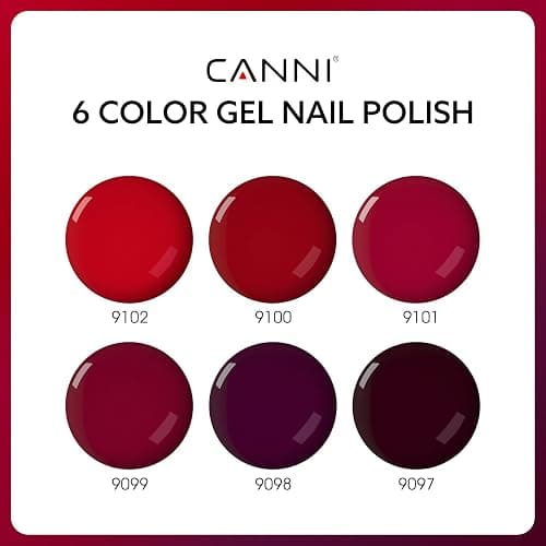 CANNI 6 Colors 9 ML Hema-Free Dark Red Gel Polish Set, Deep Cherry Red Burgundy Gel Nail Polish Blood Wine Red Color Kit, Soak Off LED Nail Gel Manicure Kit DIY at Home Salon Gifts thumbnail 2