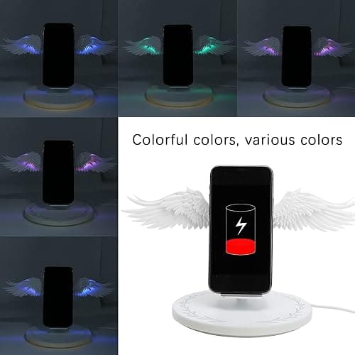 Charger with Angel, 10W Universal Fast Charging Stand with Night Light USB Fast for Mobile Phone Office Home Use thumbnail 7