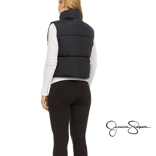 Jessica Simpson Cropped Puffer Vest Women, Sleeveless Women’s Outerwear Vests thumbnail 5