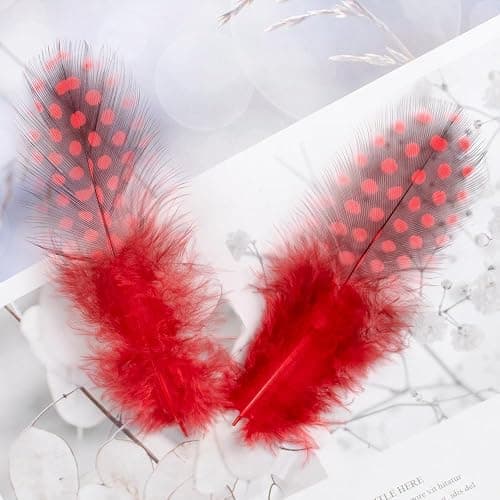 50pcs 3-6 Inches Red Colorful Spotted Feathers for Craft Jewelry and Clothing Decoration and Dream Catcher thumbnail 6