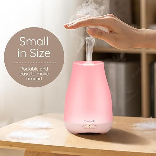 Homeweeks Diffusers, 100ml Colorful Essential Oil Diffuser with Adjustable Mist Mode,Auto Off Aroma for Bedroom/Office/Trip (100 ML 1 Pack) thumbnail 5