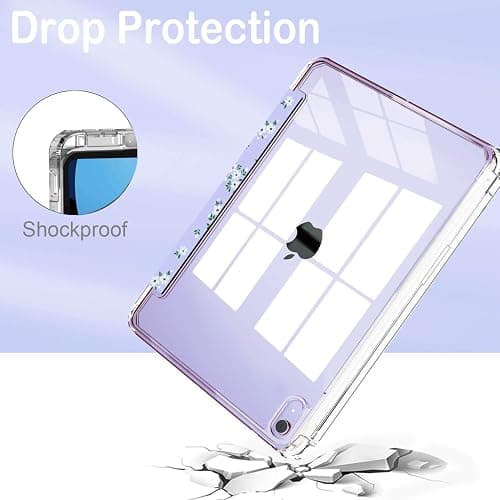 Feams Case for iPad mini 7 A17 Pro 2024/iPad Mini 6 2021, Slim Lightweight Trifold iPad mini 7 A17 Pro Case 8.3 Inch 2024 Clear Back Cover with Pencil Holder & Auto Sleep, Purple Blossom thumbnail 3