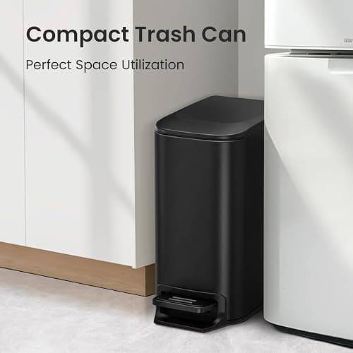 Cesun Small Bathroom Trash Can with Lid Soft Close, Step Pedal, 6 Liter / 1.6 Gallon Stainless Steel Garbage Can with Removable Inner Bucket, Anti-Fingerprint Finish (Matt Black) thumbnail 4