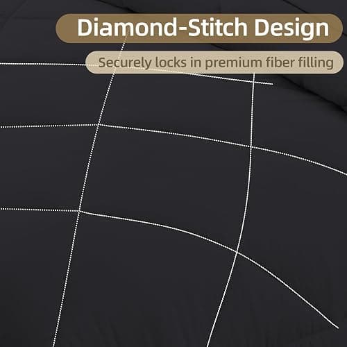 FUANNA 7 Pieces Full Size Comforter Sets, All Season Bedding Sets Full Size, Luxury Soft Bed in a Bag with Comforter, Flat Sheet, Fitted Sheet, Pillowcases & Pillow Shams, Black thumbnail 5