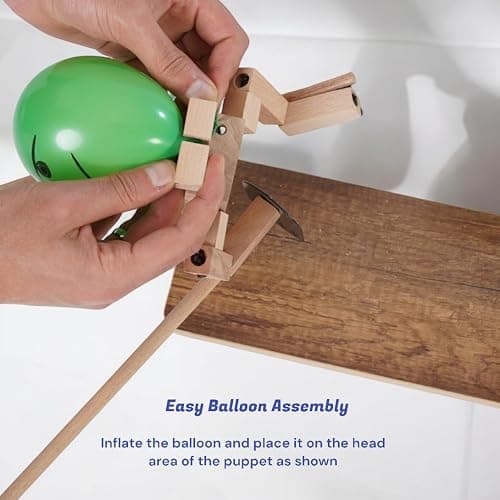 Handmade Wooden Fencing Puppets Toys , Whack A Balloon Strategy Board Game,Balloon Bamboo Man Battle Pre Assembled, Challenge Friends , Game Night Favorite ,Party Games for Groups (with 200 Balloons) thumbnail 5