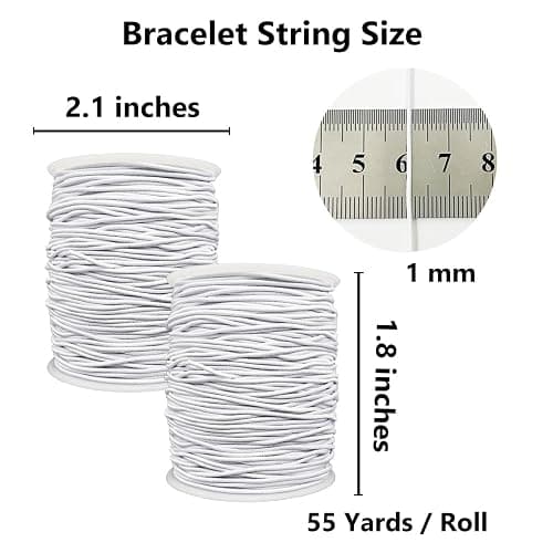 LUSTEMBER Stretchy String for Bracelets, 2 Rolls 1 mm Sturdy Elastic String Elastic Cord for Jewelry Making, Necklaces, Beading (White) thumbnail 2