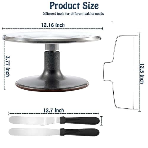 Jninexiu 12 Inch Aluminium Alloy Revolving Cake Stand, Rotating Cake Turntable for Cake, Cupcake Decorating Supplies (35Pcs) thumbnail 2