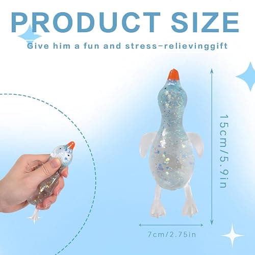 Duck Squishy Toy for Kids Ages 3+ & Adults, Stretchy Slow Rebound Malt-Sugar Style Squeeze Ball, Cute Sensory Fidget Toy for Desk, Travel, Party Favors & Stocking Stuffers(Blue) thumbnail 2