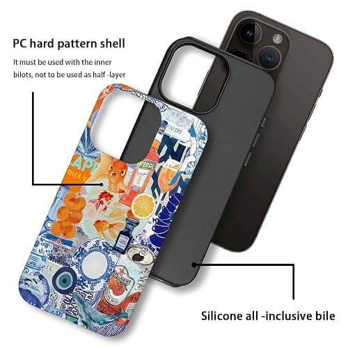 Generic Compatible with for iPhone 15,Fish European Collage Blue Phone Case for Girl Women Boy Men,Scratch Resistant Shockproof Cover Case for iPhone 15 thumbnail 3