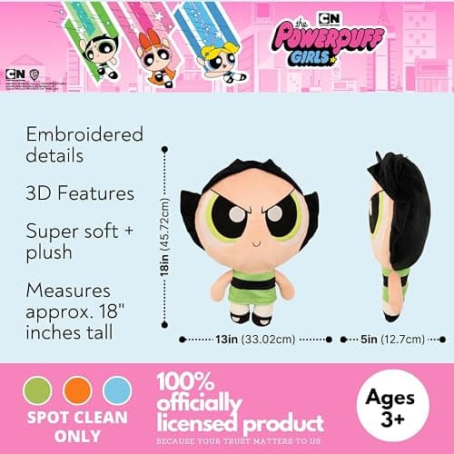 Collectibles The Powerpuff Girls Buttercup Bedding Super Soft Cozy Decorative Cuddle Pillow, (Officially Licensed Product) By Franco thumbnail 2