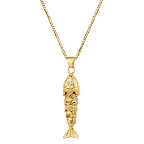 YUJIE Dainty Fish Pendant Necklace for Women 14k Gold Plated Ocean Fish Charm Necklace Summer - Image 1