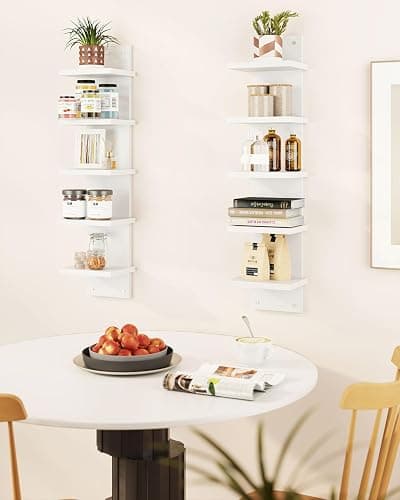 IBUYKE 5 Tier Wall Shelf Unit,White Vertical Shelf,Organizer Tall Tower Design Decorative Wall Mount Shelving for Home, Bedroom,Office Decor WBC009W-2 thumbnail 7