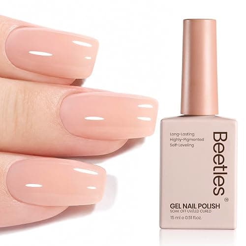 Beetles Nude Gel Nail Polish, 15ML Nude Pink Natural Gel Polish Nail | Jelly Gel Nail Polish Soft Sheer Nail Polish Nail Concealer Soak Off UV Nail Lamp French Nail Art Manicure Gift for Women - Image 1
