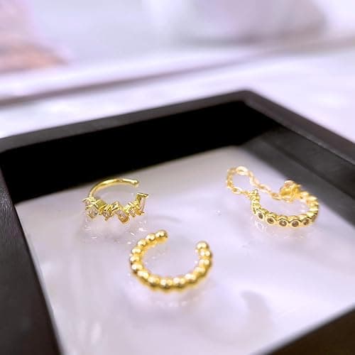 Ear Cuff Earrings for Women Non Piercing 14K Gold/Sterling Silver Plated Hoop Cuffs Non Pierced Fake Earring Dainty Faux Earrings Hypoallergenic Cartilage Ear Clips Jewelry thumbnail 7