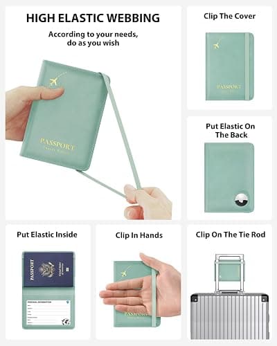 Stouchi AirTag Passport Holder – Slim RFID Travel Wallet | Ultra-slim, Waterproof PU Leather, 5 Card Slots, RFID Blocking, AirTag Slot – Perfect for US Passports, Snug for EU thumbnail 4