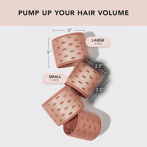Kitsch XL Ceramic Thermal Rollers - Self Grip Hair Rollers for Blowout Look Long Hair, Medium & Short Hair, Large Hair Rollers for Volume & Curls, Thermal Curlers - Terracotta, 4pcs thumbnail 2