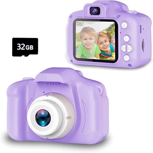 Seckton Upgrade Kids Selfie Camera, Christmas Birthday Gifts for Girls Age 3-9, HD Digital Video Cameras for Toddler, Portable Toy for 3 4 5 6 7 8 Year Old Girl with 32GB SD Card-Purple White - Image 1