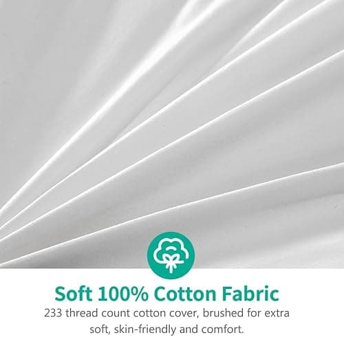 APSMILE Queen Size Feathers Down Comforter - Ultra Soft All Seasons 100% Organic Cotton Feathers Down Duvet Insert Medium Warm Quilted Bed Comforter with Corner Tabs (90x90,Ivory White) thumbnail 4