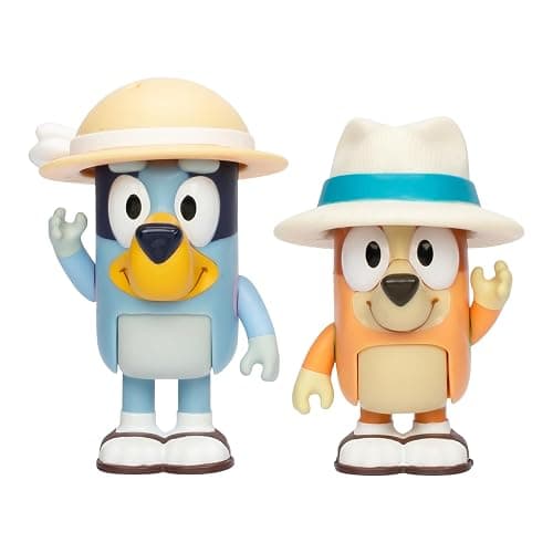 Bluey Figure 2-Pack - On Holiday, 2.5 Inch Figures with Accessories, Kids Can Recreate Their Favorite Moments from The Episode, Figures Include Removeable Hats thumbnail 4