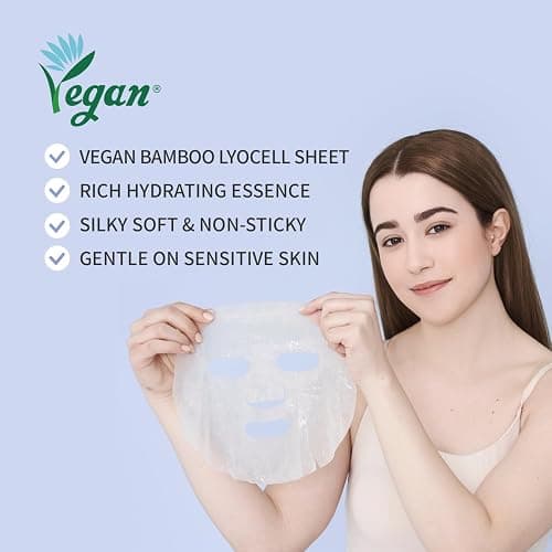 Hydrating Soothing Sheet Masks Gift Set for Skincare, Korean Vegan Sheet Mask for Dry, Sensitive Skin, Calming, Smoothing, Brightening, Collagen, Ceramide, Cica, Hyaluronic Acid 30EA thumbnail 8