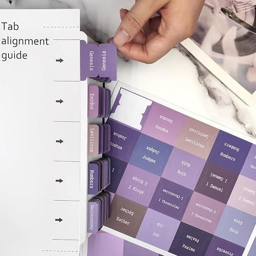 ZIEYOMI- Bible Tabs, Bible Journaling Supplies, Large Print Bible Tabs for Women and Men, 66 Bible Index Tabs Old and New Testament, Bible Accessories, Include 14 Blank Bible Book Study Tabs - Purple - Purple thumbnail 3
