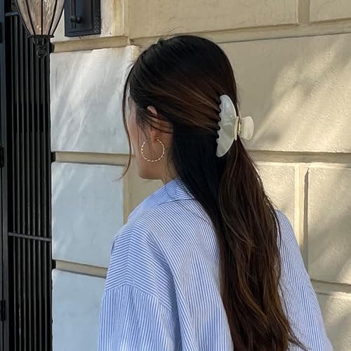 Hana Mia Large Creme Claw Clip, 4 Inch Acetate Hair Clip for Women | Luxury 4 Inch Acetate Claw Clip with Secure Hold & Snag-Free Teeth for Half-Ups, Updos & Chic Everyday Styles | Creme thumbnail 9