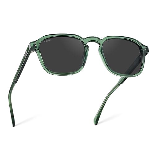 WMP Eyewear - Men's Polarized Square Sunglasses: Modern Retro Style with Unique Color Combos - Emerald Green / Black Lens - Image 1
