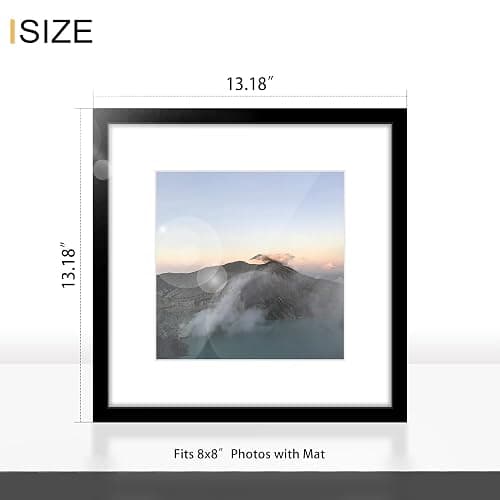 Wiscet 12x12 Picture Frame Set of 9, Gallery Wall Frame Set Display Pictures 8x8 with Mat or 12 x 12 Without Mat, Square Collage Picture Frames for Wall, Black thumbnail 3