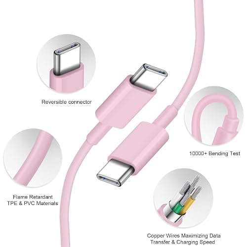 iPhone 17 16 15 Charger Fast Charging 3+3Pack 20W USB C Wall Charger with Extra Long 10FT Fast Charging Cable Compatible with iPhone 17/17 Air/17 Pro/17 Pro Max/iPhone 16/15 Series, iPad Pro-Pink thumbnail 6