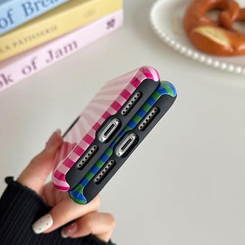 Longlayss Compatible with iPhone 12/12 Pro Case Cute Striped Phone Case | Cute Aesthetic Stripes Phone Cover for Women Girl Shockproof Slim TPU and Hard PC Protective Cover (Hot Pink) thumbnail 6