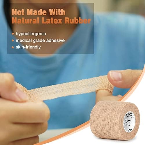 OK TAPE Self Adherent Cohesive Bandages Wrap 12Packs, 2 Inches X 5 Yards, Non-Woven Self Adhesive Athletic Sports wrap Tape, Vet Wrap Bandages Tape, for Thumb Finger Wrist Ankle (White) thumbnail 9