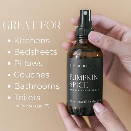 River Birch Pumpkin Spice Scented Linen and Room Spray | Home Fragrance | 4 oz Glass Amber Bottle | Luxury Signature Scent | Handmade in Texas - 4 Fl Oz (Pack of 1) - Pumpkin Spice thumbnail 2
