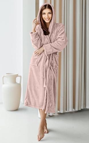 NY Threads Women's Fleece Hooded Bathrobe Plush Long Spa Robe thumbnail 5