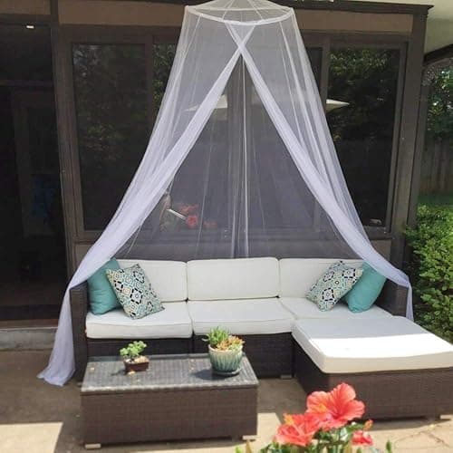 Sublaga Round Mosquito Net for Bed, Large White Bed Canopy for Girls, Hanging Bed Net, Ideal for Bedroom Decorative, Travel with Storage Bag (Round) thumbnail 9