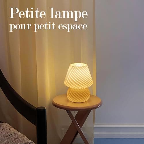 ONEWISH Lampe Champignon - Lampe de Chevet Chambre, Ampoule Incluse, Cadeau Fête des Mères, Jaune Crème thumbnail 5